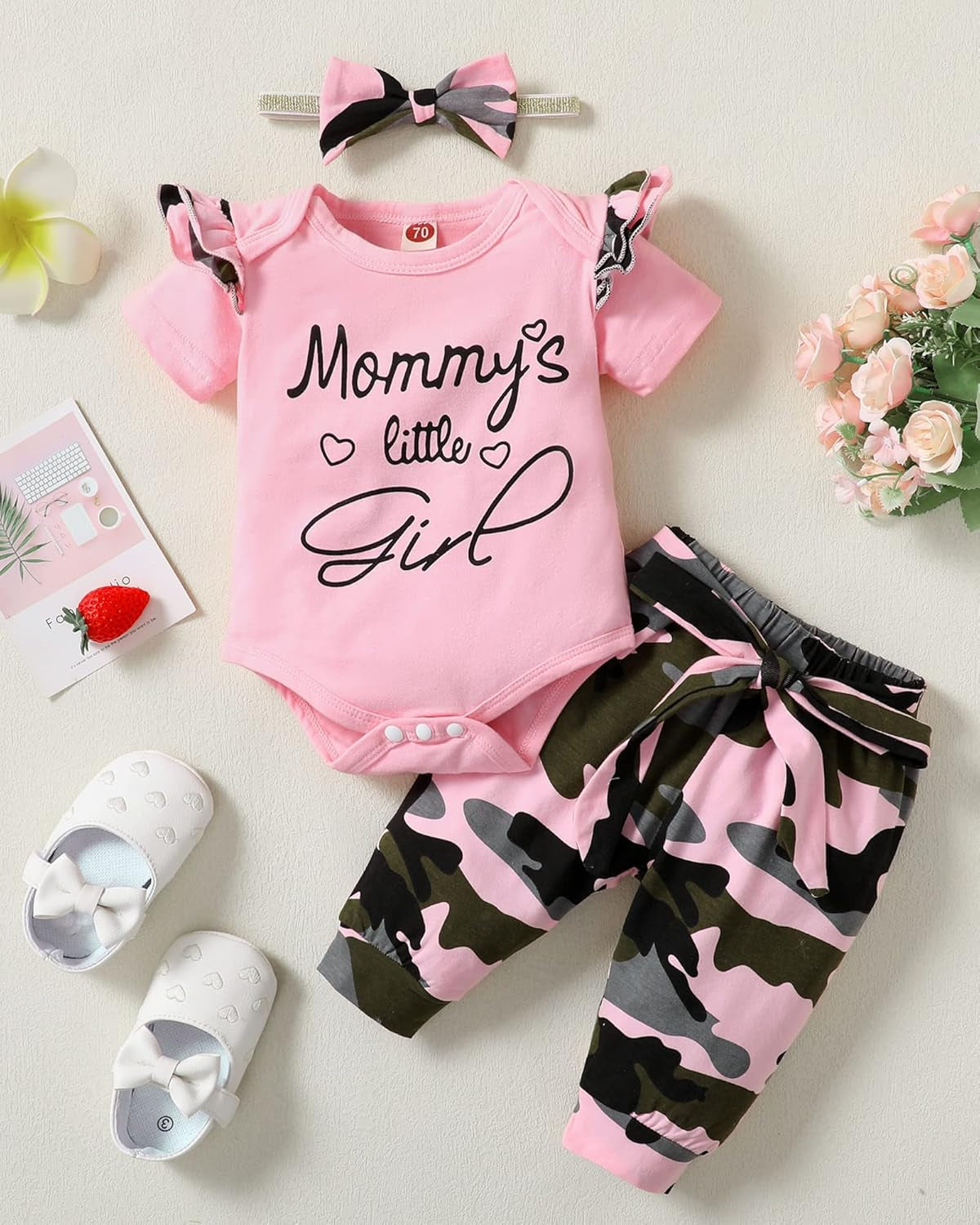 Newborn Infant Baby Girl Clothes Stuff Floral Baby Girl'S Clothing Ruffle Romper + Pant Cute Toddler Baby Girl Outfit