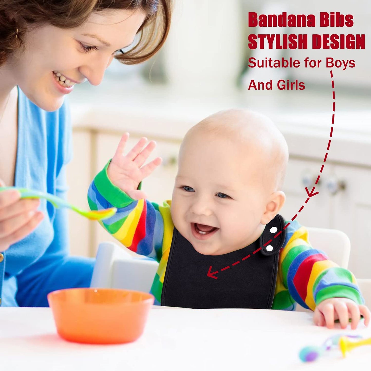 Baby Bandana Drool Bibs Soft and Absorbent Organic Cotton Bandana Bibs Set for Boys Girls Newborn Unisex Plain Colors 3-36 Months 12 Pcs
