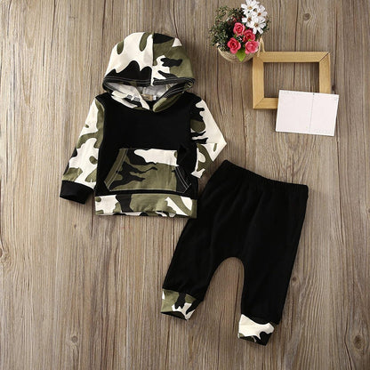 Infant Baby Boys Camouflage Hoodie Tops +Long Pants Outfits Set Clothes 0-3Y