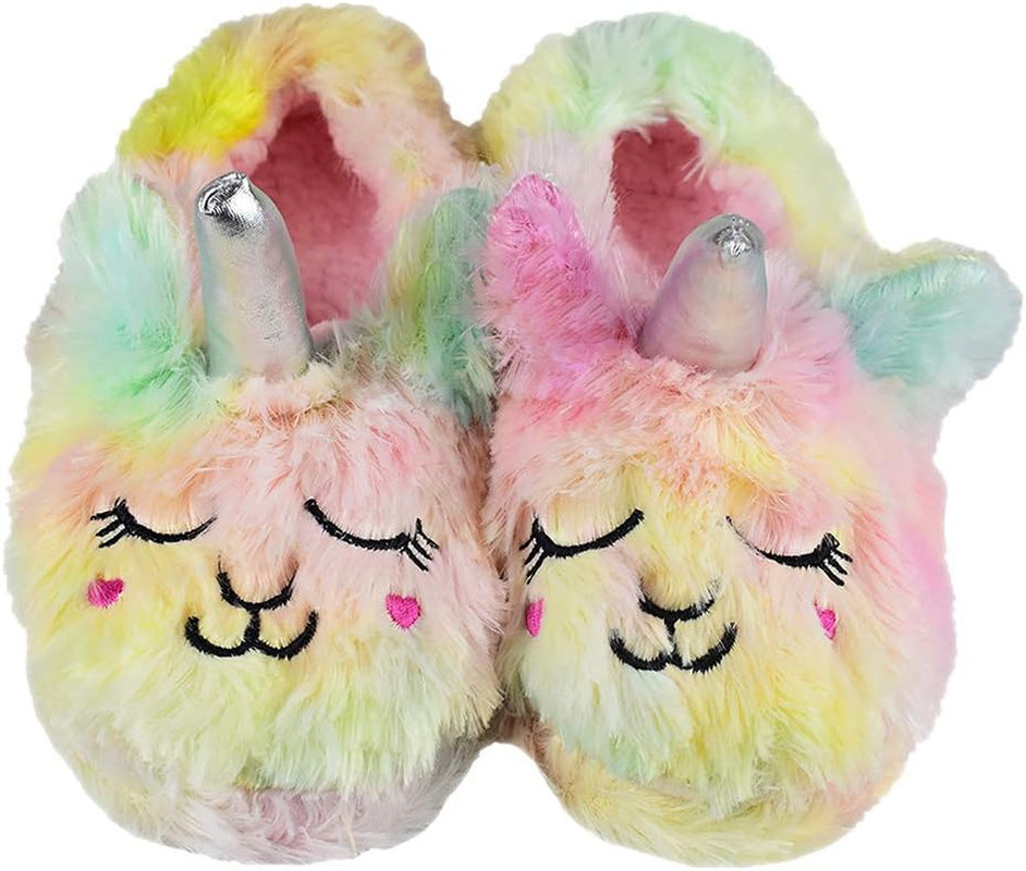 Girls/Kids Cute Unicorn Slippers with Warm Plush Fleece House Slip-On Shoes