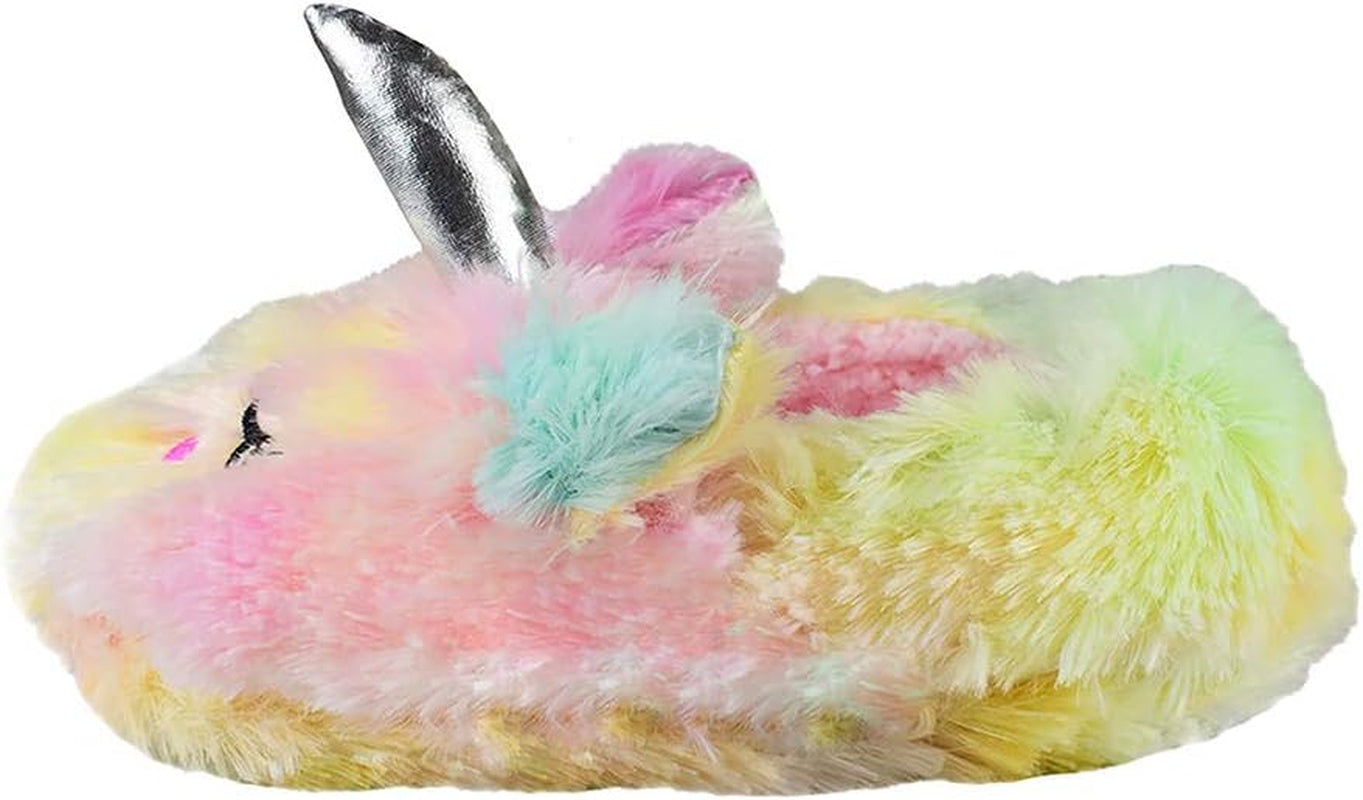 Girls/Kids Cute Unicorn Slippers with Warm Plush Fleece House Slip-On Shoes