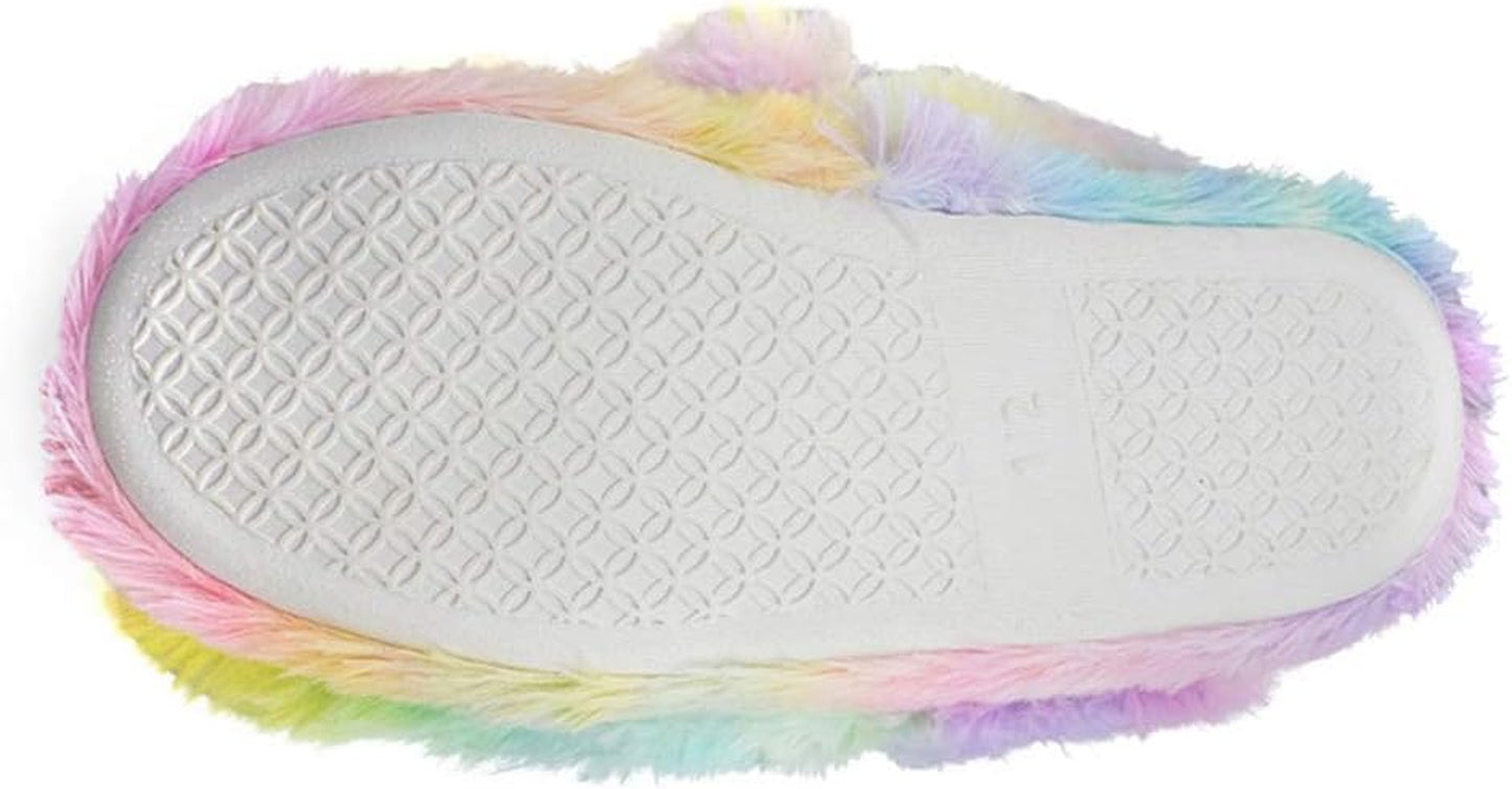 Girls/Kids Cute Unicorn Slippers with Warm Plush Fleece House Slip-On Shoes